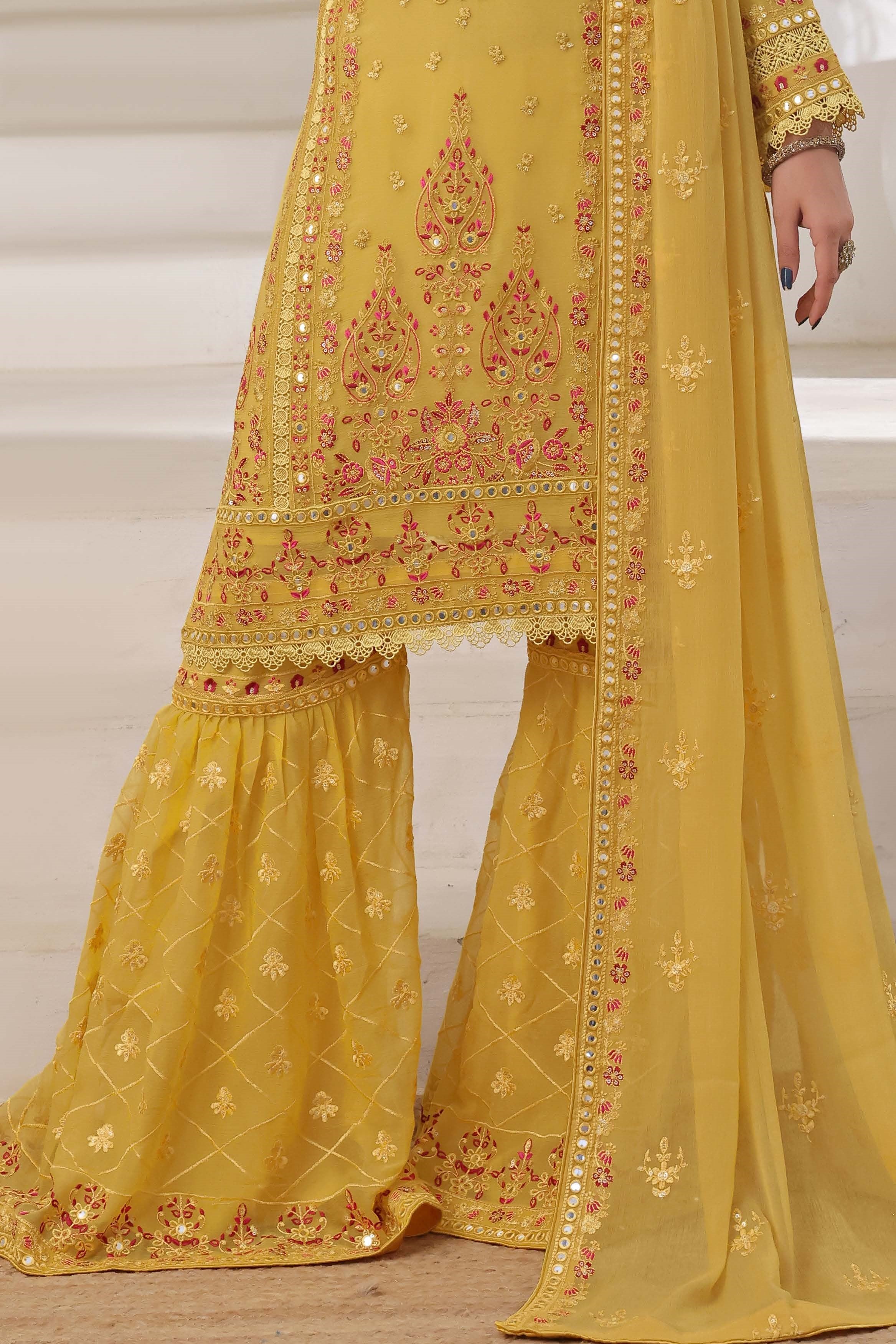 Wardah Uzair Embroidered Chiffon Gharara WAR63