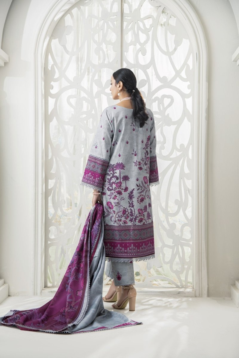 Amal Nirvana Embroidered Khaddar 3 Piece Suit ALL137 - Designer dhaage
