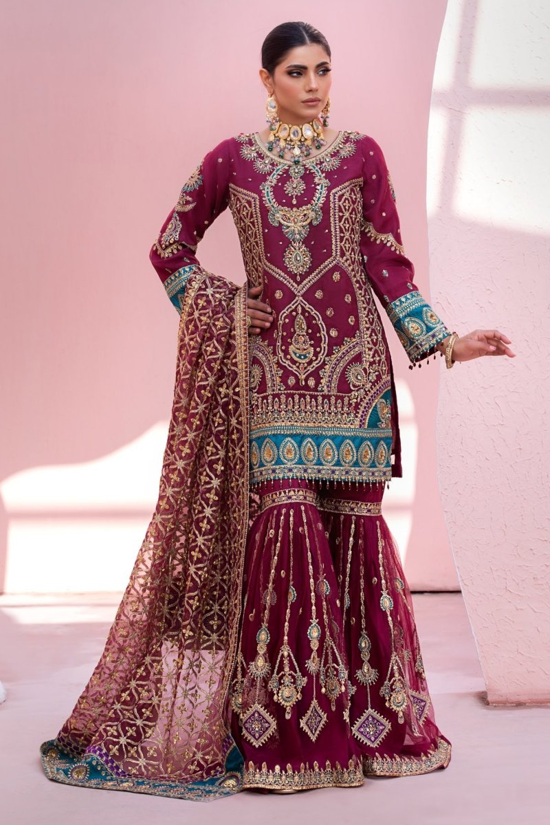 red and purple pakistani wedding dress Embellished Red Lehenga Choli Pakistani Wedding Dresses Zarri Palace
