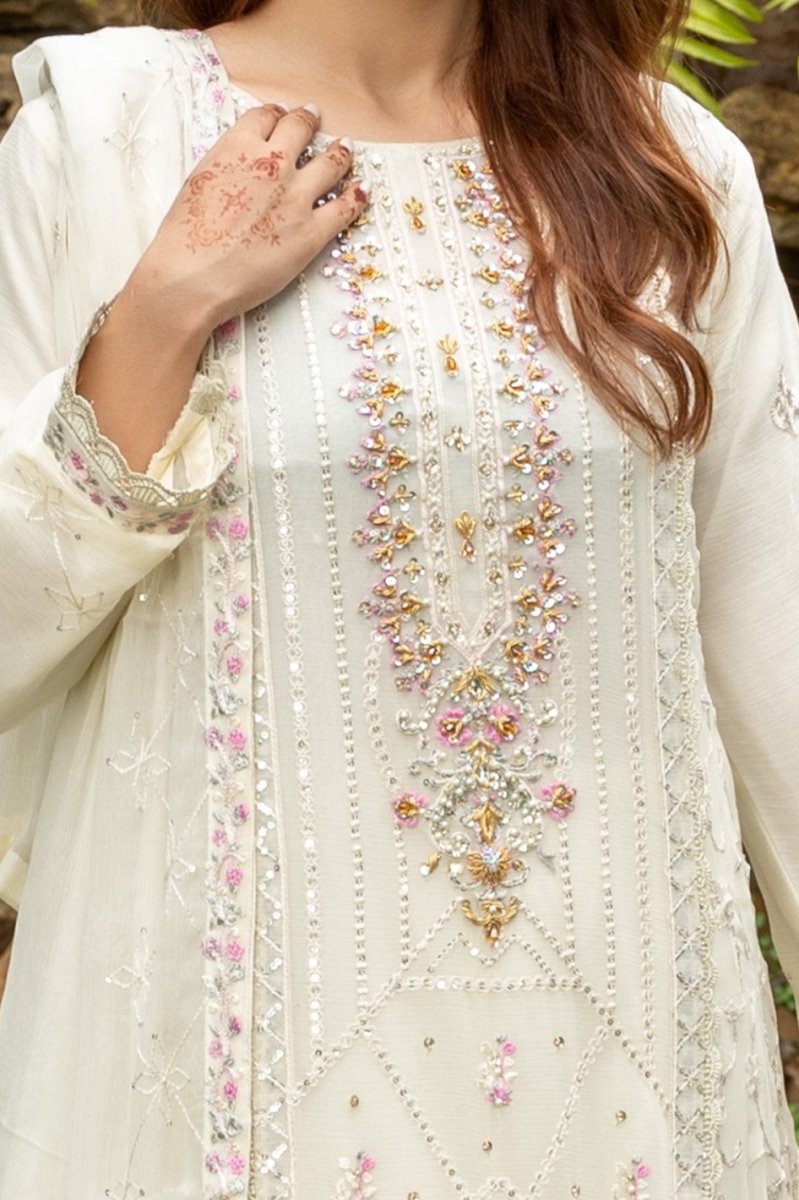Embellished Chiffon Wedding Wear A - line Maxi Dress SEL04 - Designer dhaage