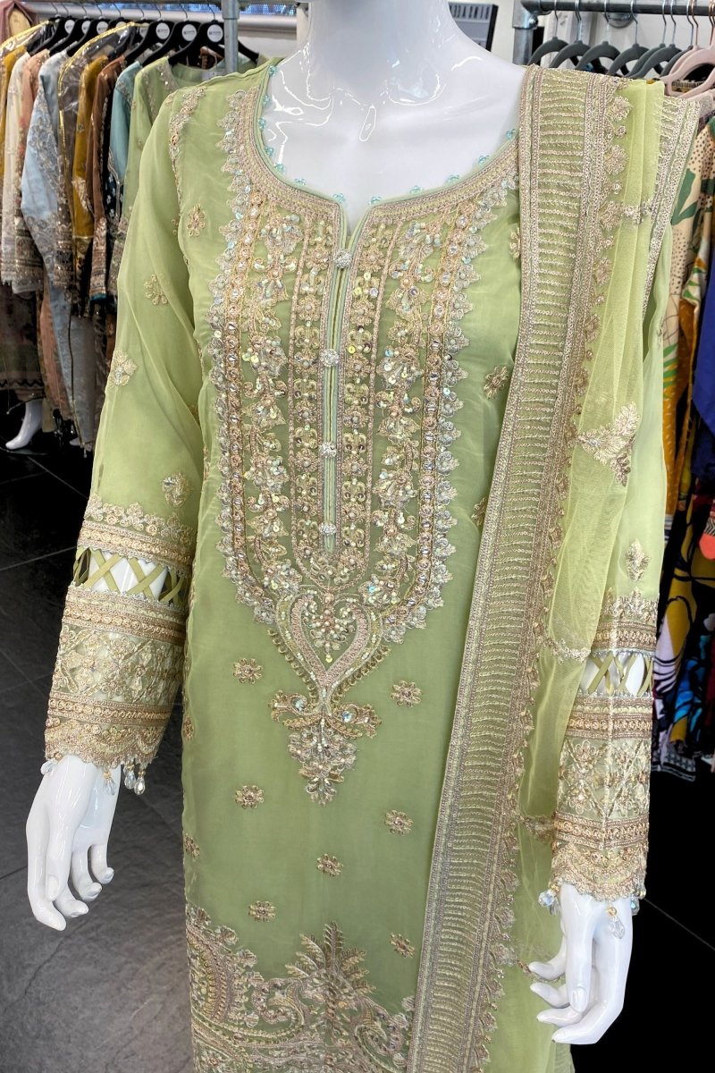 Imrozia Embellished Organza Pakistani Party Wear Suit Dastoor IMR195-Designer dhaage