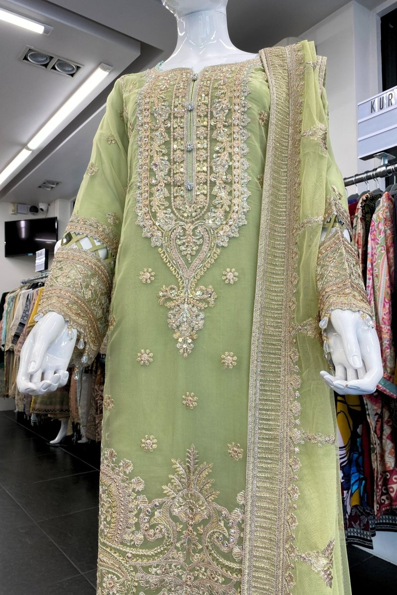 Imrozia Embellished Organza Pakistani Party Wear Suit Dastoor IMR195-Designer dhaage