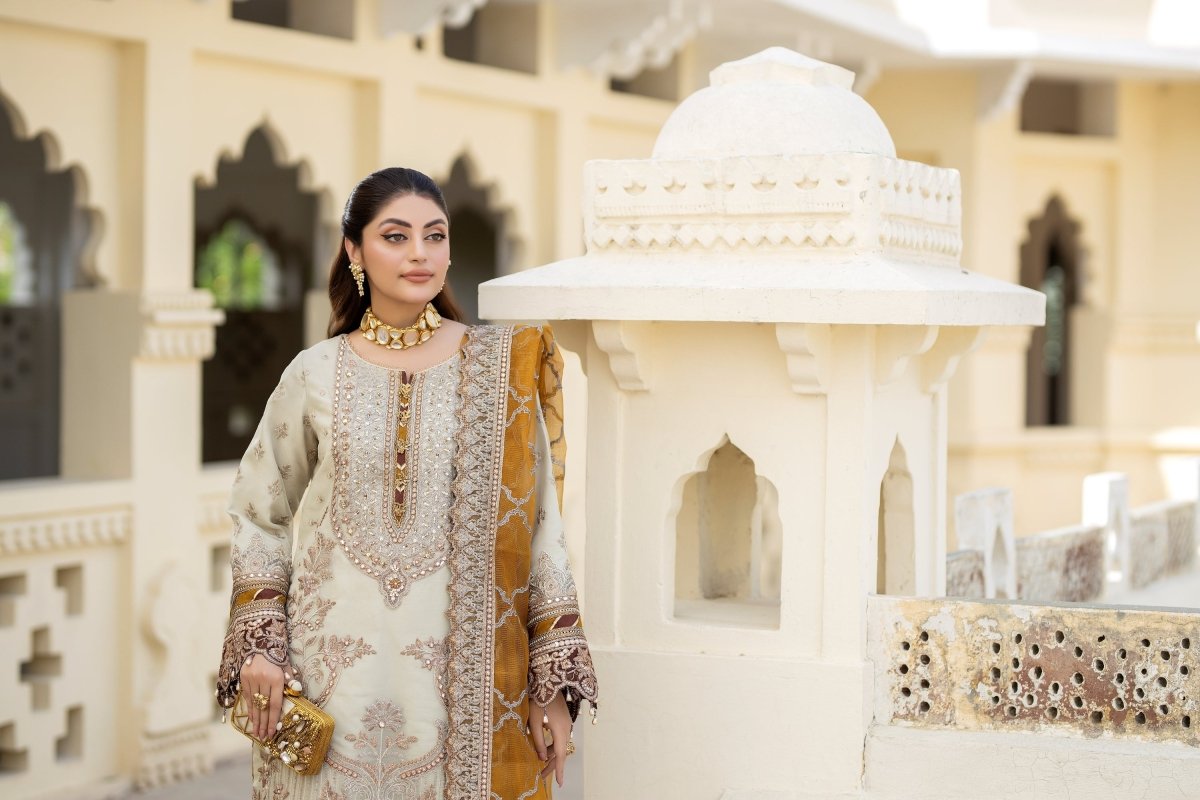 Imrozia Embellished Organza Pakistani Party Wear Suit Sheen IMR203 - Designer dhaage