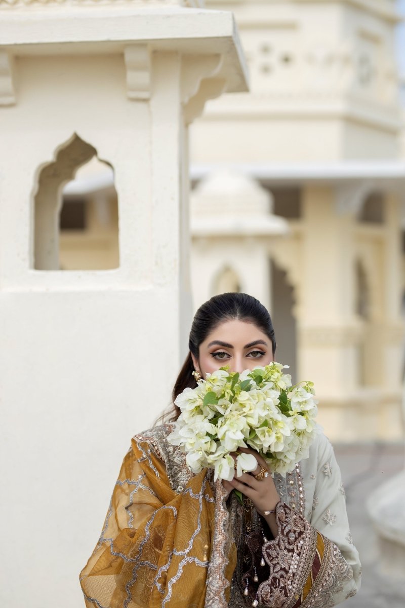 Imrozia Embellished Organza Pakistani Party Wear Suit Sheen IMR203 - Designer dhaage