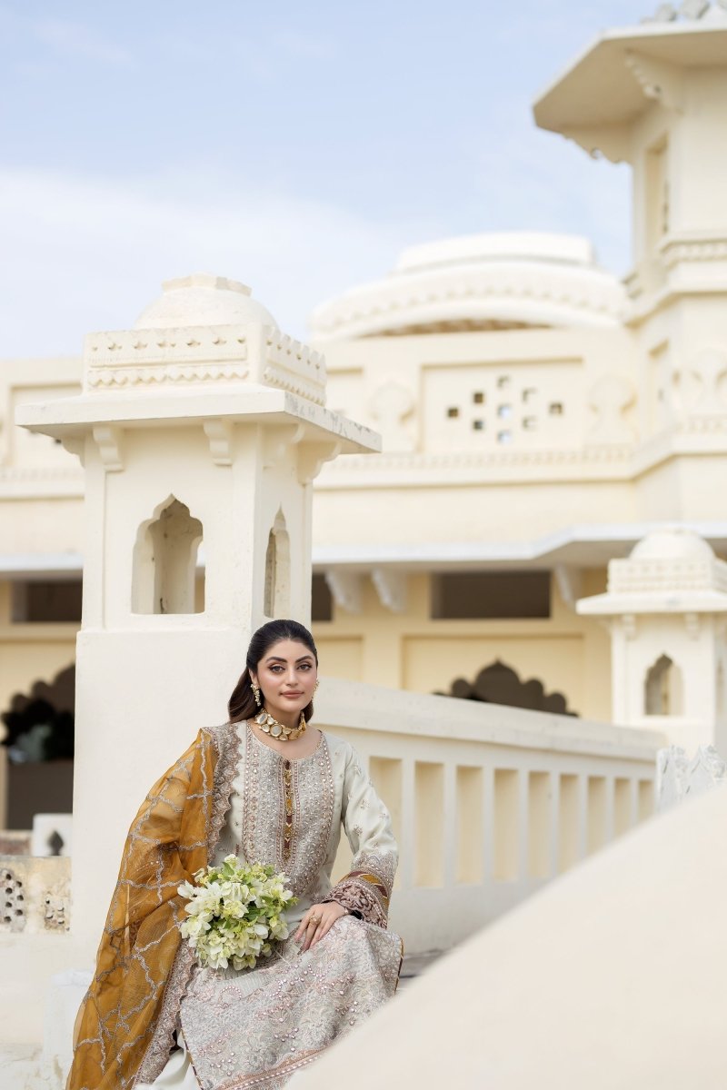 Imrozia Embellished Organza Pakistani Party Wear Suit Sheen IMR203 - Designer dhaage
