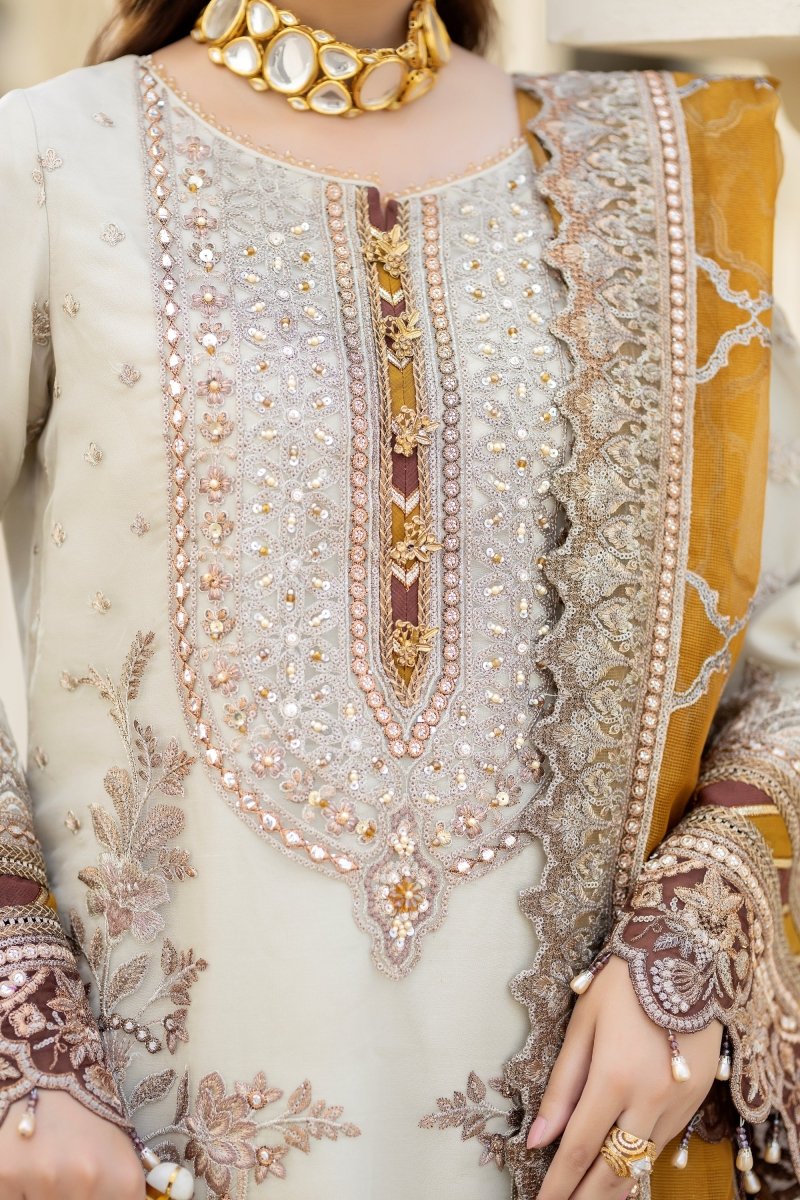 Imrozia Embellished Organza Pakistani Party Wear Suit Sheen IMR203 - Designer dhaage