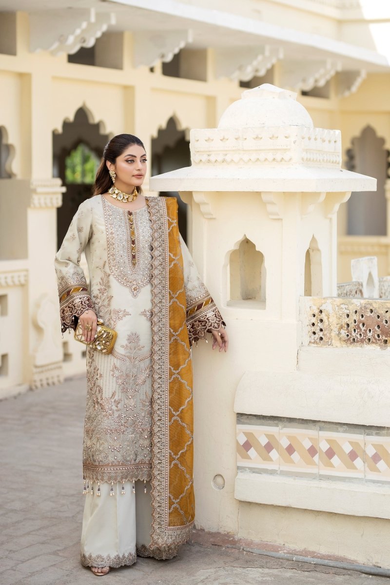 Imrozia Embellished Organza Pakistani Party Wear Suit Sheen IMR203 - Designer dhaage