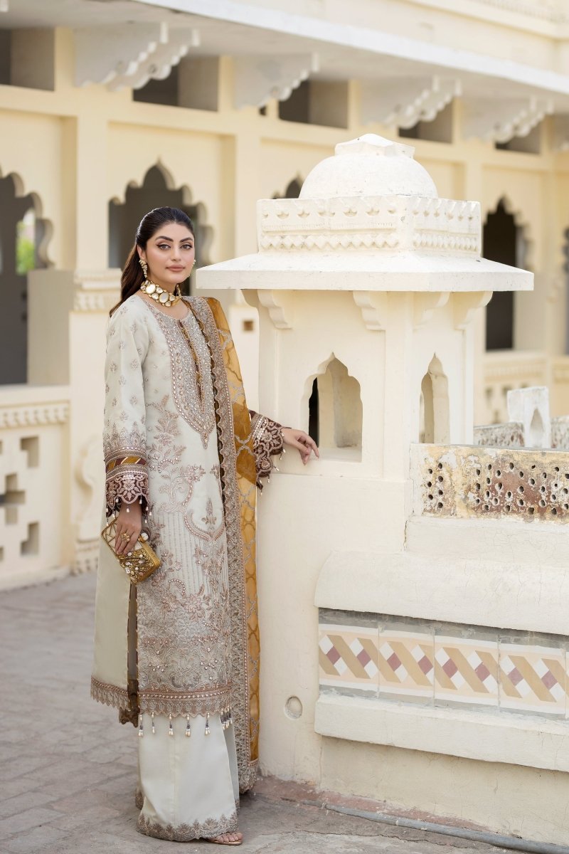 Imrozia Embellished Organza Pakistani Party Wear Suit Sheen IMR203 - Designer dhaage