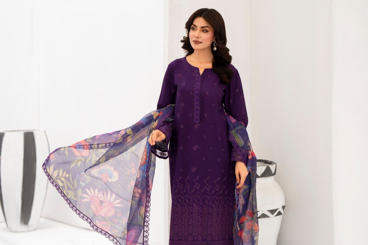 Karma Embroidered Chikankari Cotton Lawn Suit KAR125 - Designer dhaage