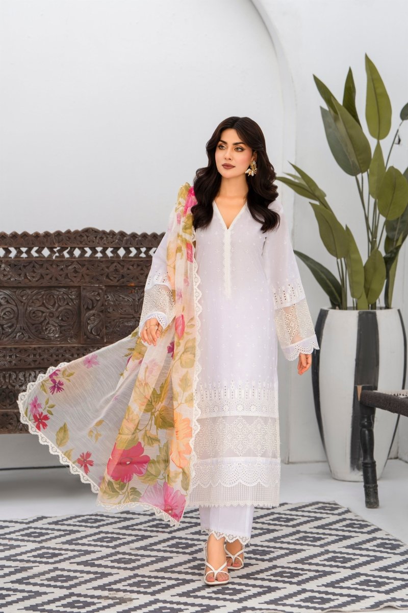 Karma Embroidered Chikankari Cotton Lawn Suit KAR126 - Designer dhaage