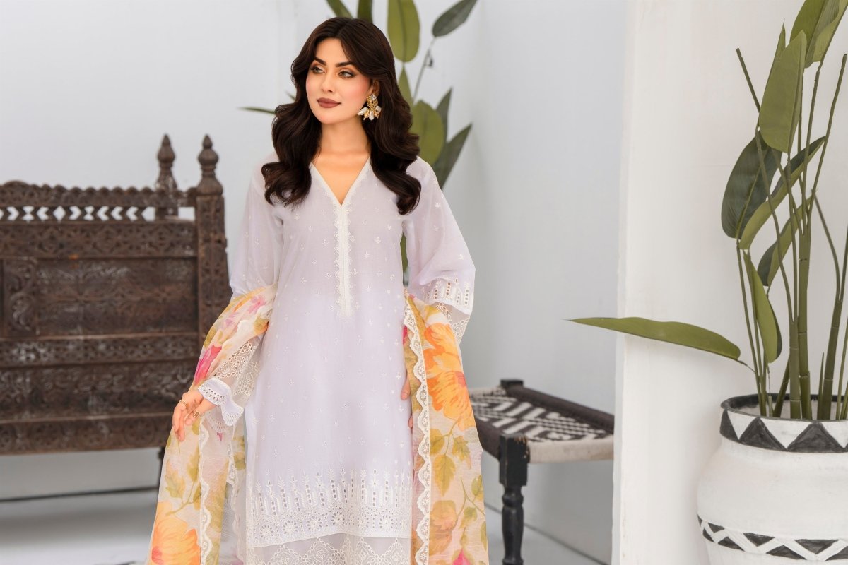 Karma Embroidered Chikankari Cotton Lawn Suit KAR126 - Designer dhaage