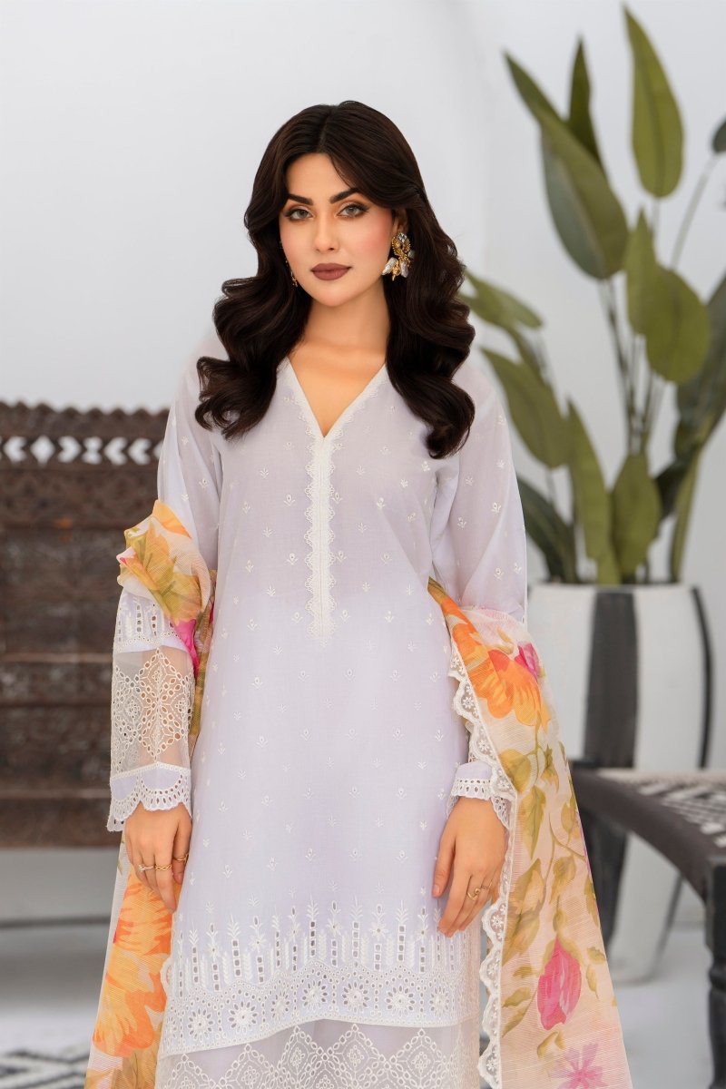 Karma Embroidered Chikankari Cotton Lawn Suit KAR126 - Designer dhaage
