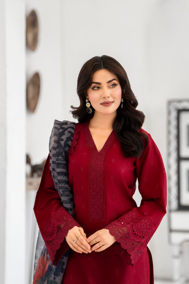 Karma Embroidered Chikankari Cotton Lawn Suit KAR127 - Designer dhaage