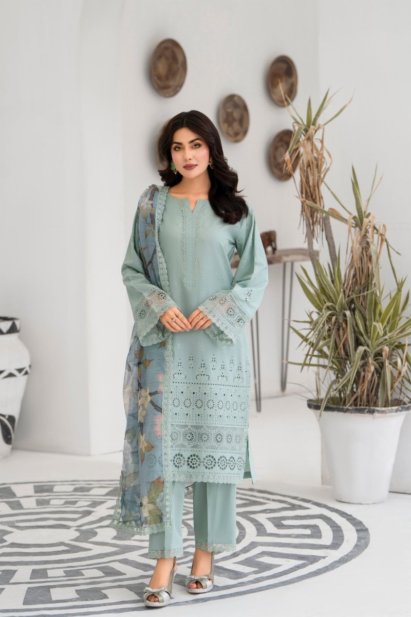 Karma Embroidered Chikankari Cotton Lawn Pakistani Suit KAR128