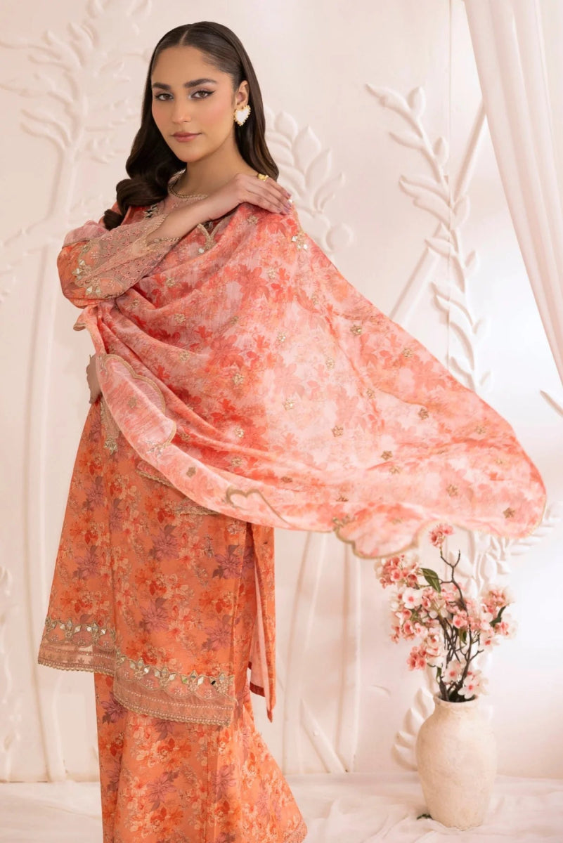 Mohagni Embroidered Cotton 3 Piece Sharara Suit MOH12 - Designer dhaage