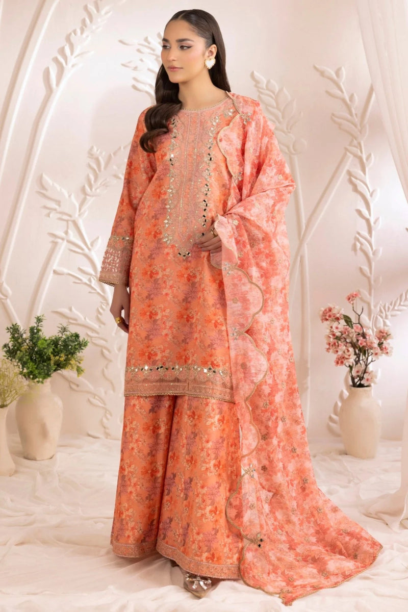 Mohagni Embroidered Cotton 3 Piece Sharara Suit MOH12 - Designer dhaage