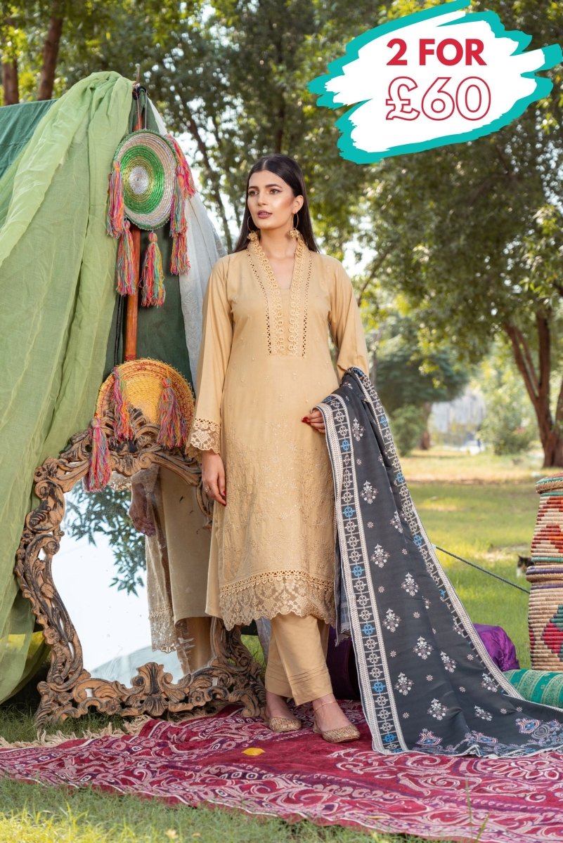 Munira Dhanak 3 Piece Pakistani Suit MUN601 - Designer dhaage