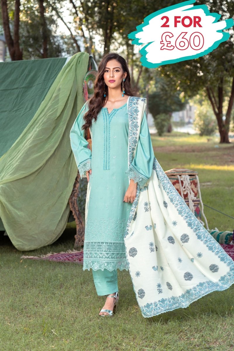 Munira Dhanak 3 Piece Pakistani Suit MUN604 - Designer dhaage