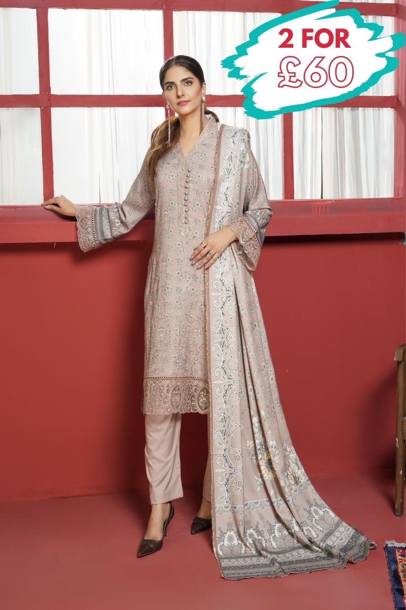 Munira Dhanak 3 Piece Pakistani Suit MUN614 - Designer dhaage