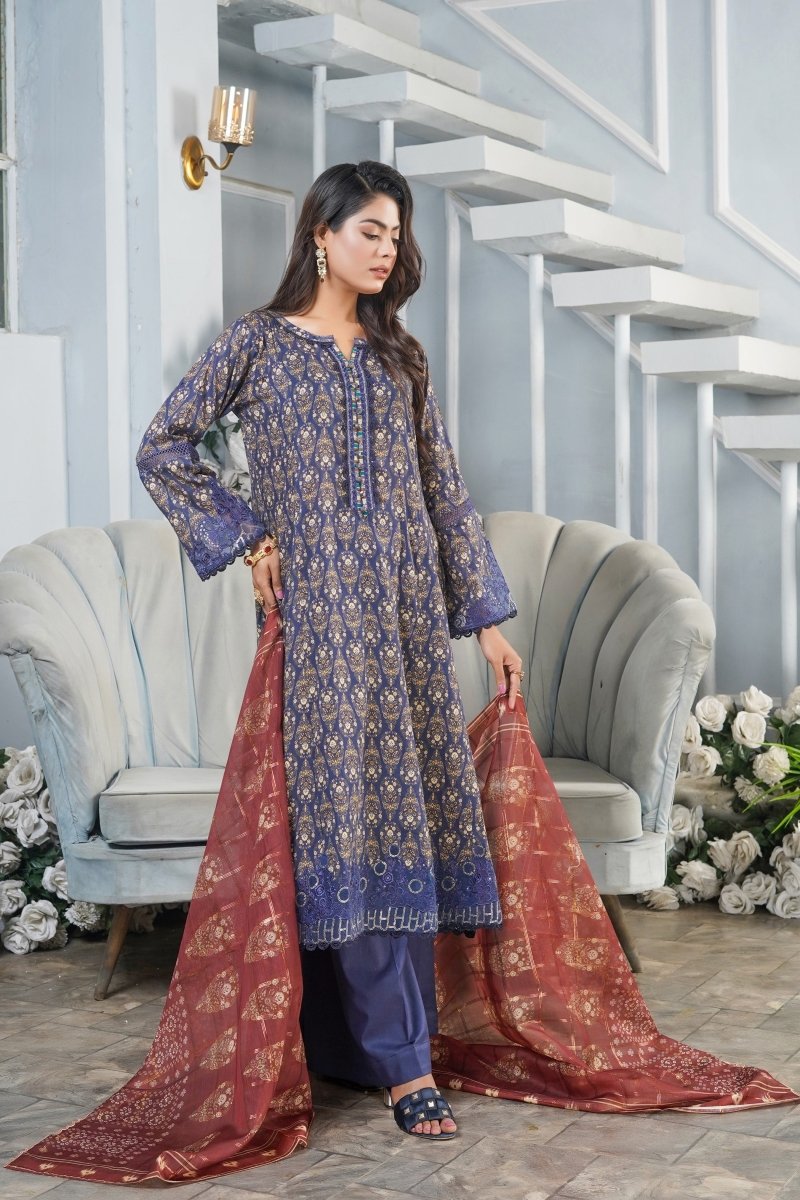 Munira Lawn 3 Piece Pakistani Frock MUN559-Designer dhaage
