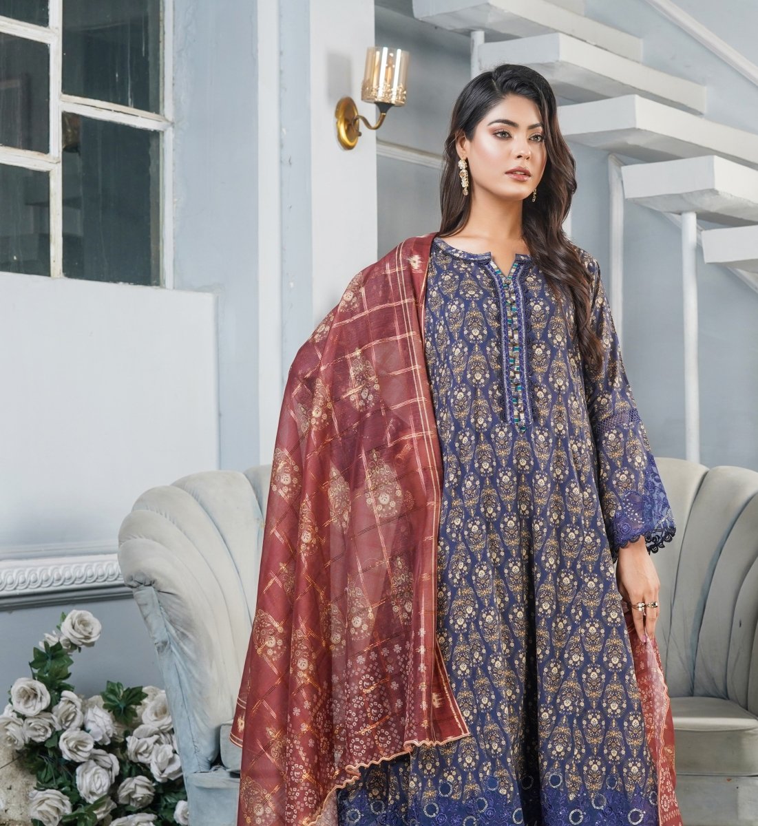 Munira Lawn 3 Piece Pakistani Frock MUN559-Designer dhaage