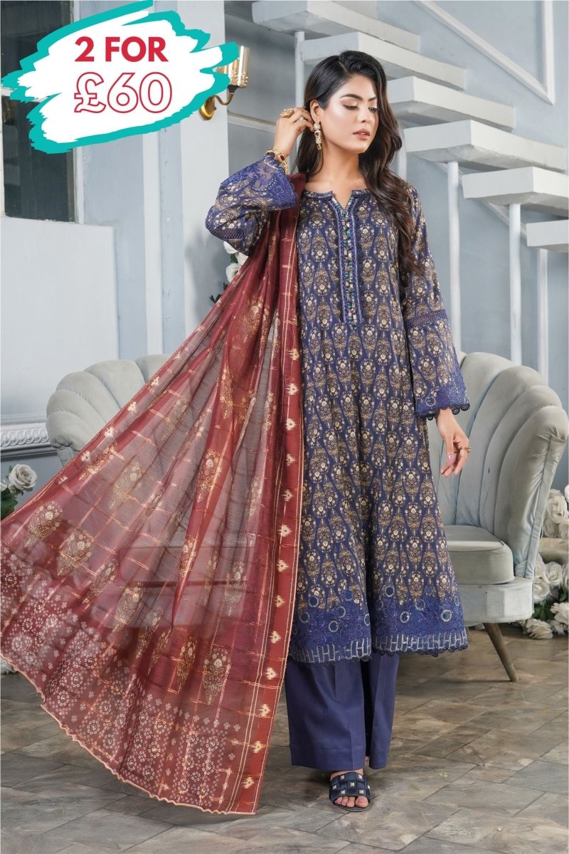 Munira Lawn 3 Piece Pakistani Frock MUN559-Designer dhaage