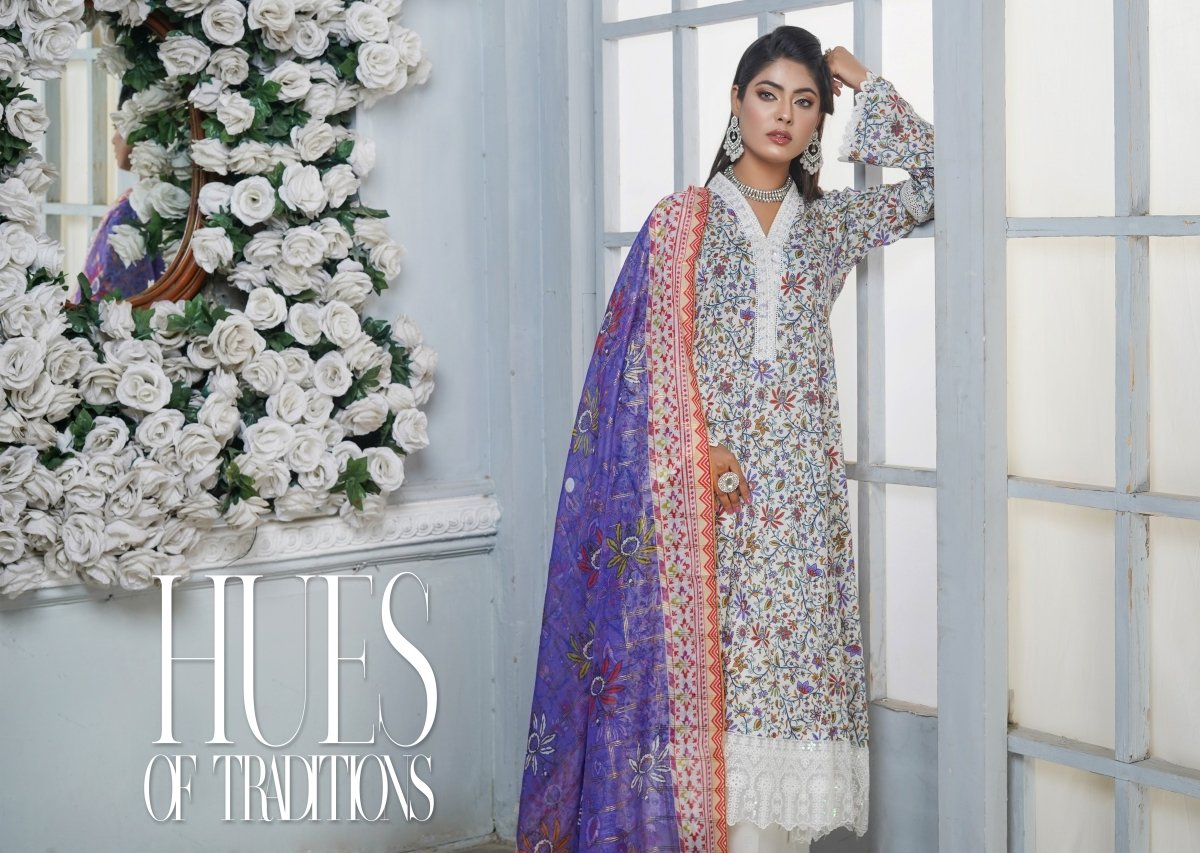 Munira Lawn 3 Piece Pakistani Frock MUN565-Designer dhaage
