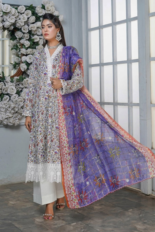 Munira Lawn 3 Piece Pakistani Frock MUN565-Designer dhaage