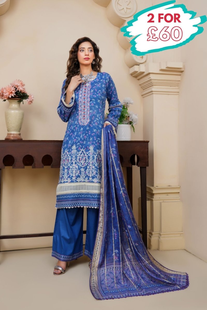 Munira Lawn 3 Piece Pakistani Suit MUN579 - Designer dhaage