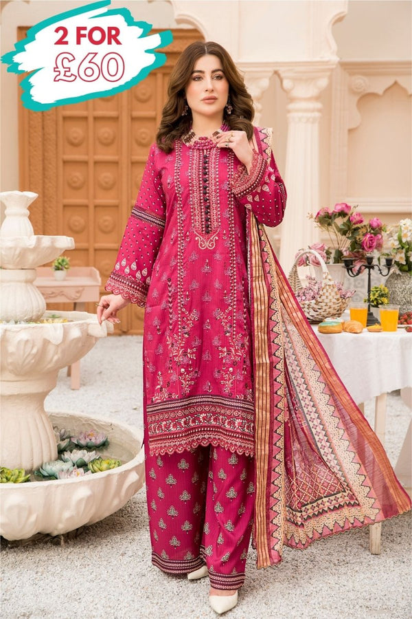 Unstitch Dhanak Embroidered 3 Piece | LM 585 main image 1