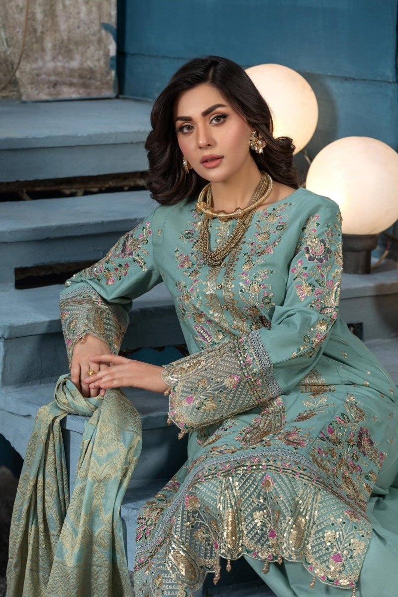 Parishey Embroidered 3 Piece Pakistani Suit PAR12-Designer dhaage