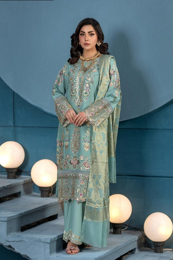 Parishey Embroidered 3 Piece Pakistani Suit PAR12-Designer dhaage