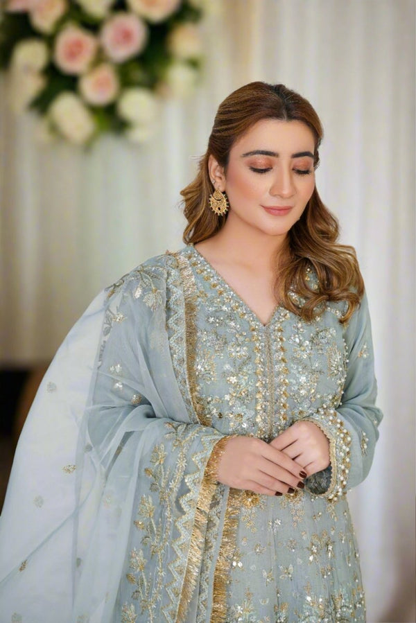 Sajni Embellished Pakistani Wedding Wear Chiffon Maxi Dress SAJ05-Designer dhaage