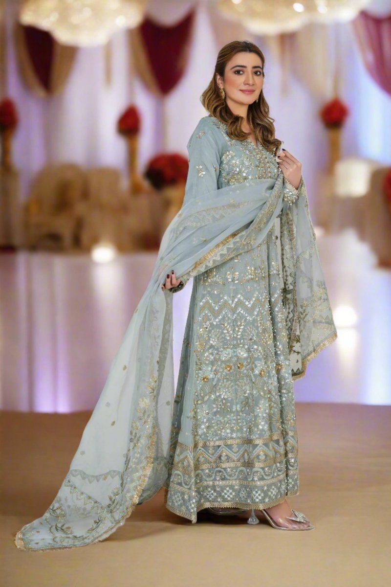 Sajni Embellished Pakistani Wedding Wear Chiffon Maxi Dress SAJ05 Sajni Embellished Pakistani Wedding Wear Chiffon Maxi Dress SAJ05