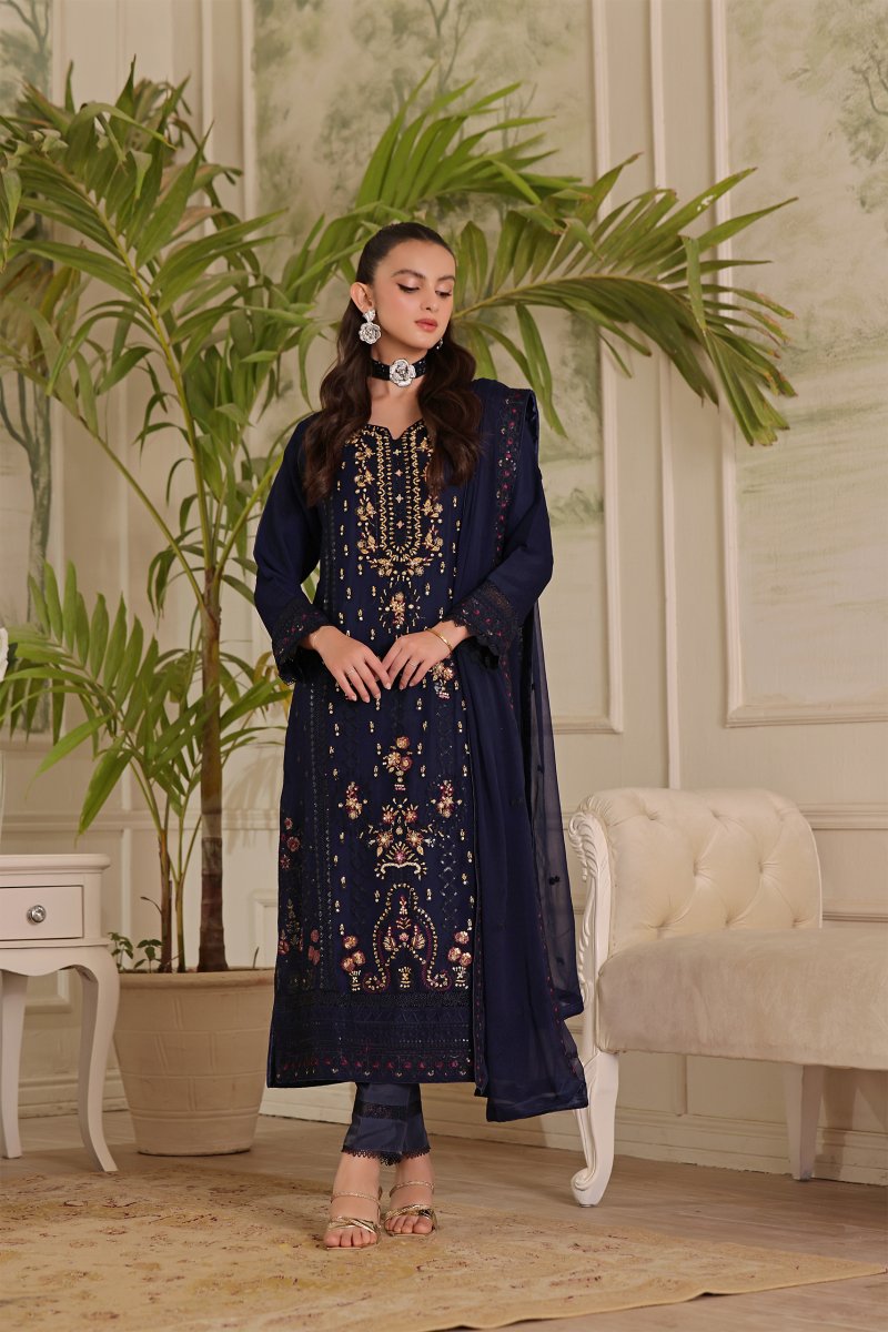 Wardah Uzair Embellished Chiffon Pakistani Wedding Wear WAR26 - Designer dhaage