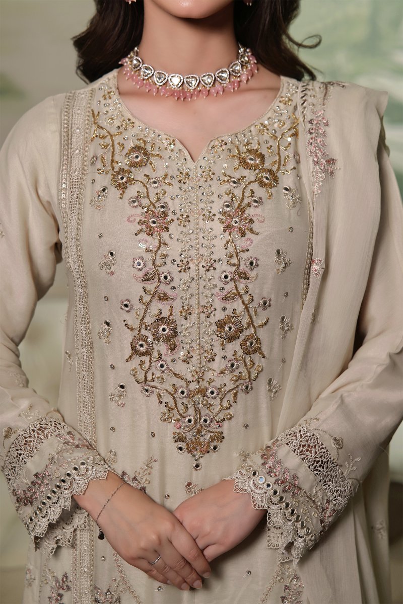 Wardah Uzair Embellished Chiffon Pakistani Wedding Wear WAR27 - Designer dhaage