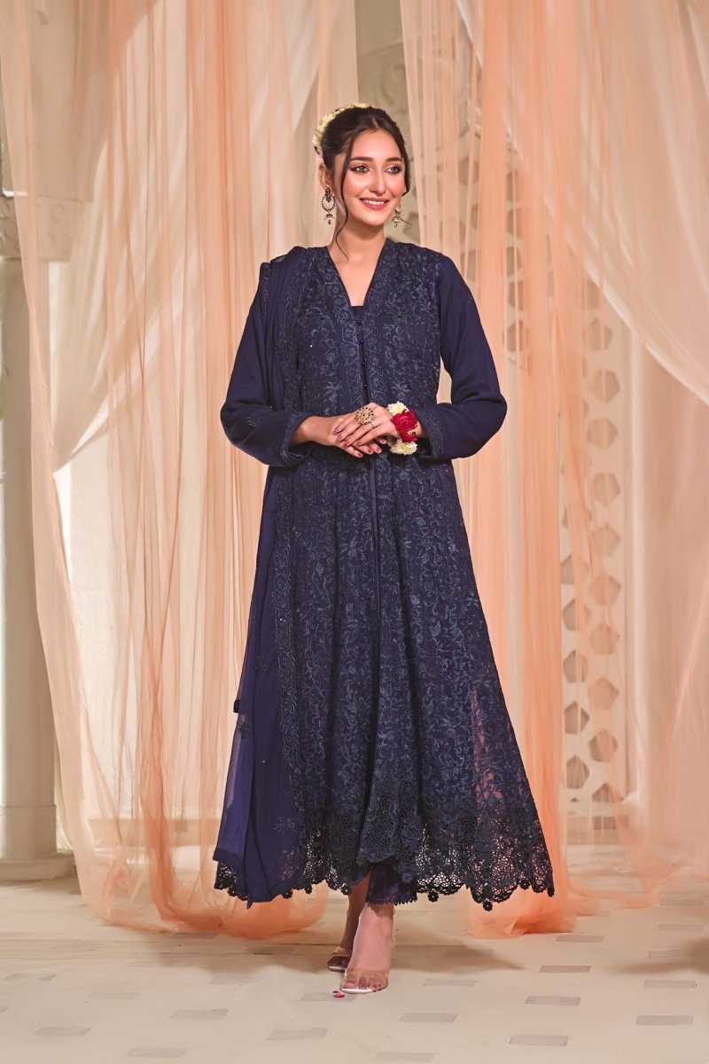 Wardah Uzair Pakistani Chiffon Gown Maxi Dress WAR30 Wardah Uzair Pakistani Chiffon Gown Maxi Dress WAR30