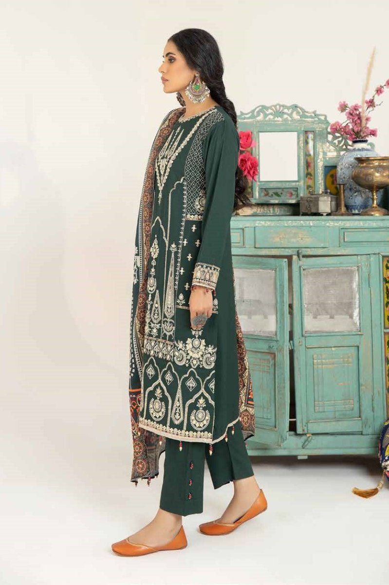 Allys Embroidered Dhanak 3 Piece Suit ALL91
