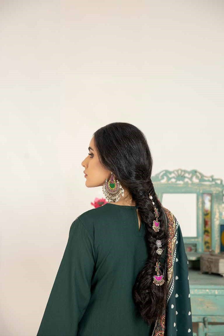 Allys Embroidered Dhanak 3 Piece Suit ALL91