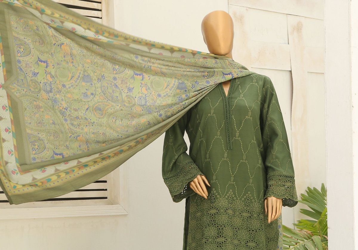 Bin Saeed Embroidered Dhanak 3 Piece Suit BIN121 - Designer dhaage