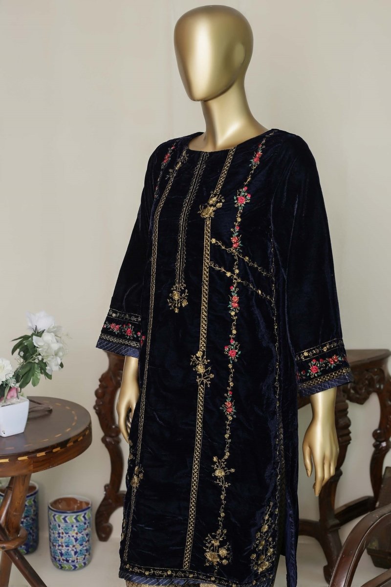 Bin Saeed Embroidered Velvet Shirt BIN46