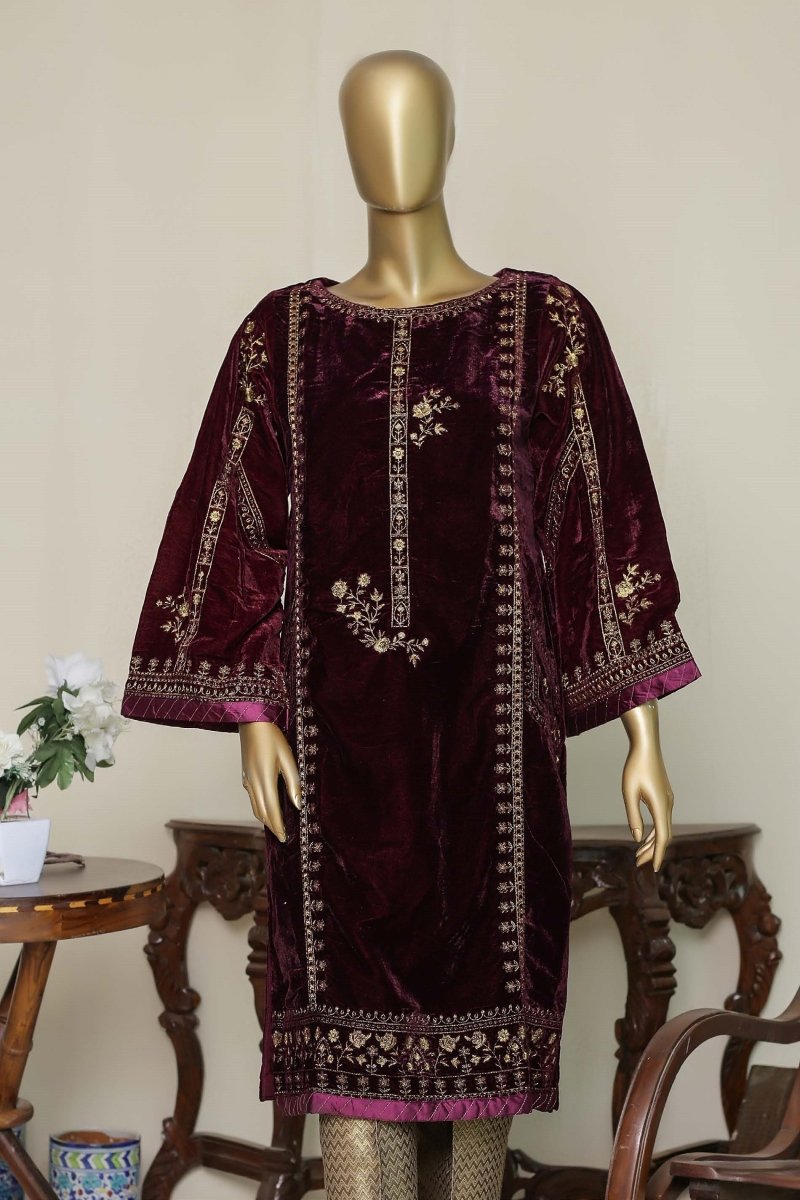 Bin Saeed Embroidered Velvet Shirt BIN48