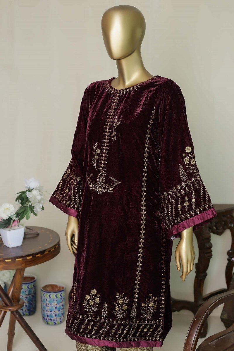 Bin Saeed Embroidered Velvet Shirt BIN57