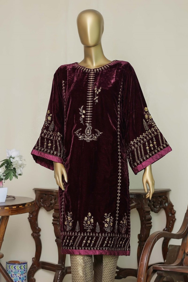 Bin Saeed Embroidered Velvet Shirt BIN57