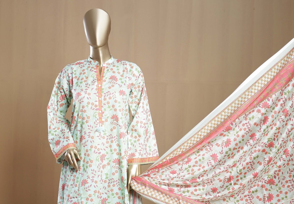 Bin Saeed Lawn 3 Piece Frock BIN75