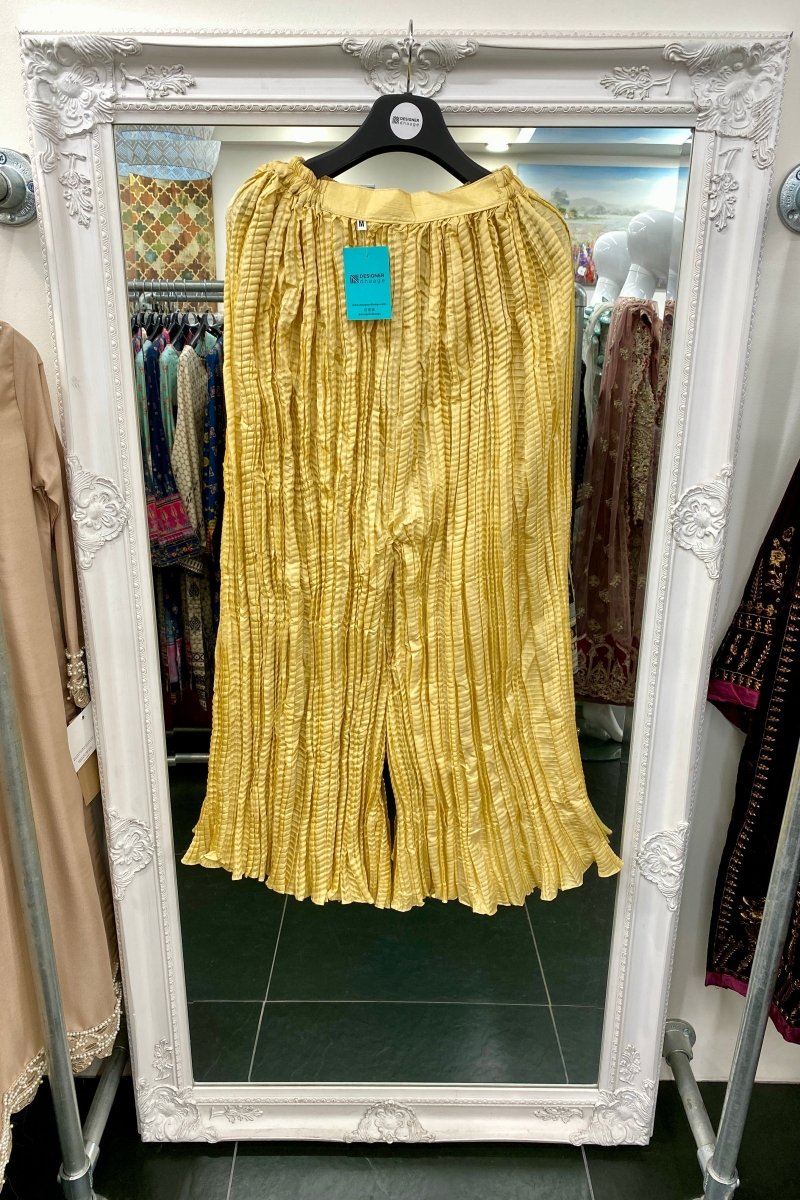 Crushed Gold Pakistani Sharara SHR03-Designer dhaage