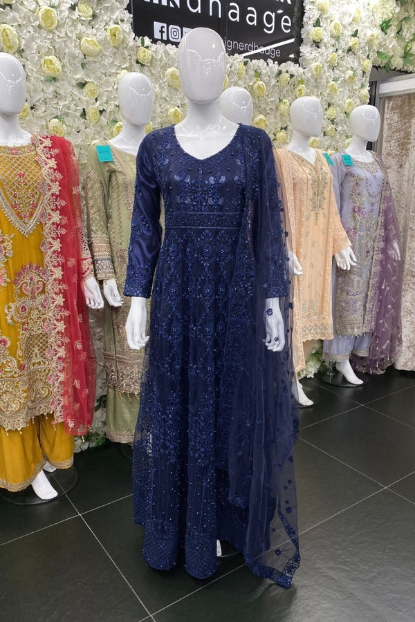 Embroidered Net Pakistani Maxi Dress QAS02