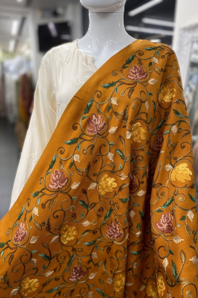 Embroidered Warm Stole Mini Shawl PEZ08 - Designer dhaage