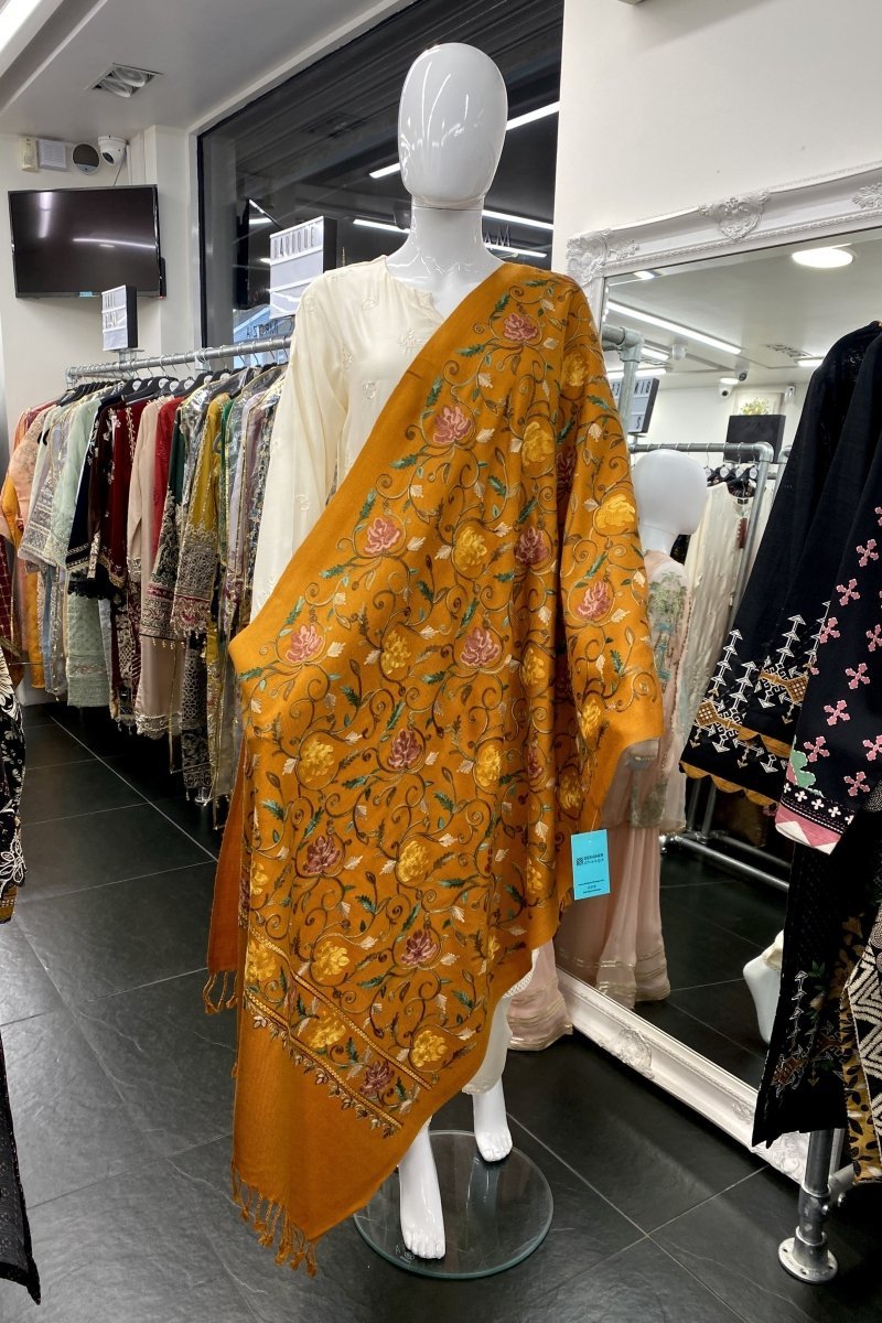Embroidered Warm Stole Mini Shawl PEZ08 - Designer dhaage