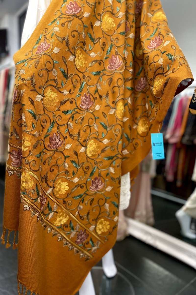 Embroidered Warm Stole Mini Shawl PEZ08 - Designer dhaage